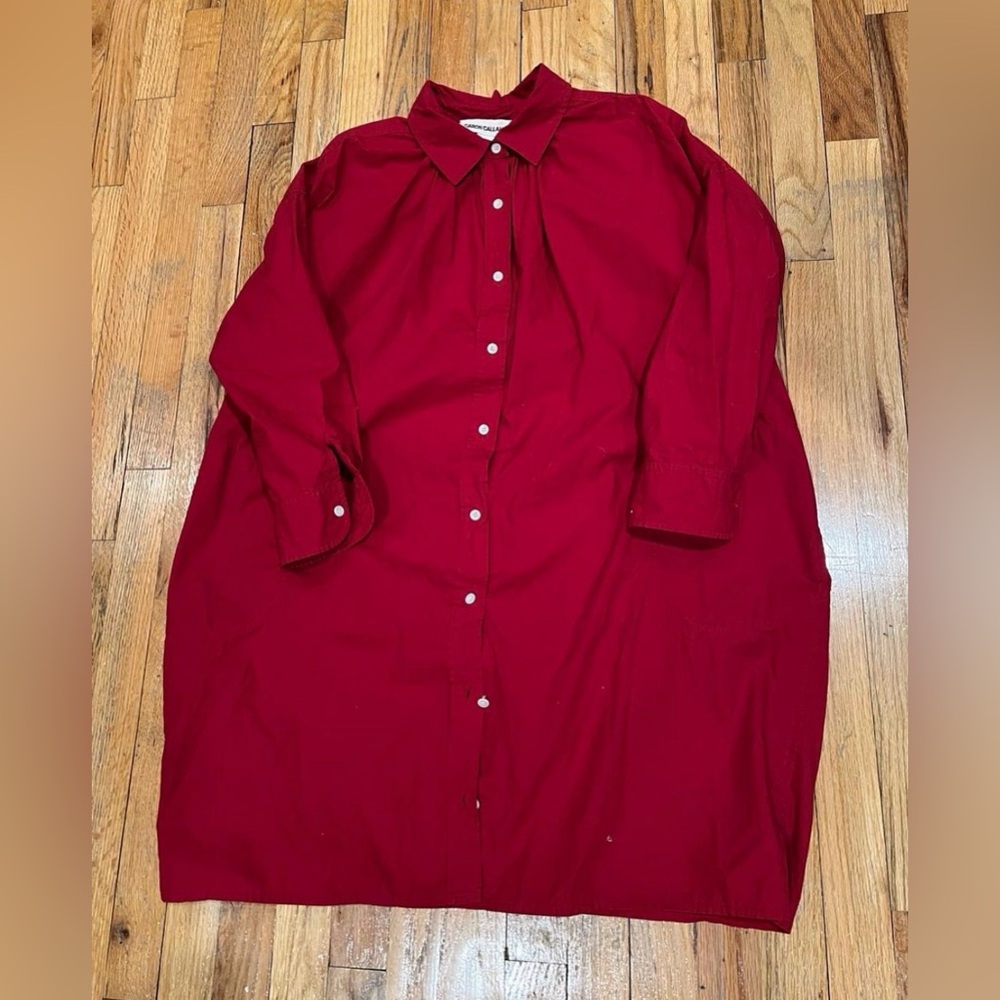 Caron Callahan Size M red maria shirt dress - Picture 3 of 3